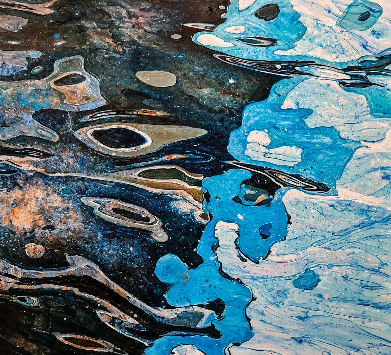 Specular Water XI, 2024, oil on canvas — painting by Luis Alberto Saldaña