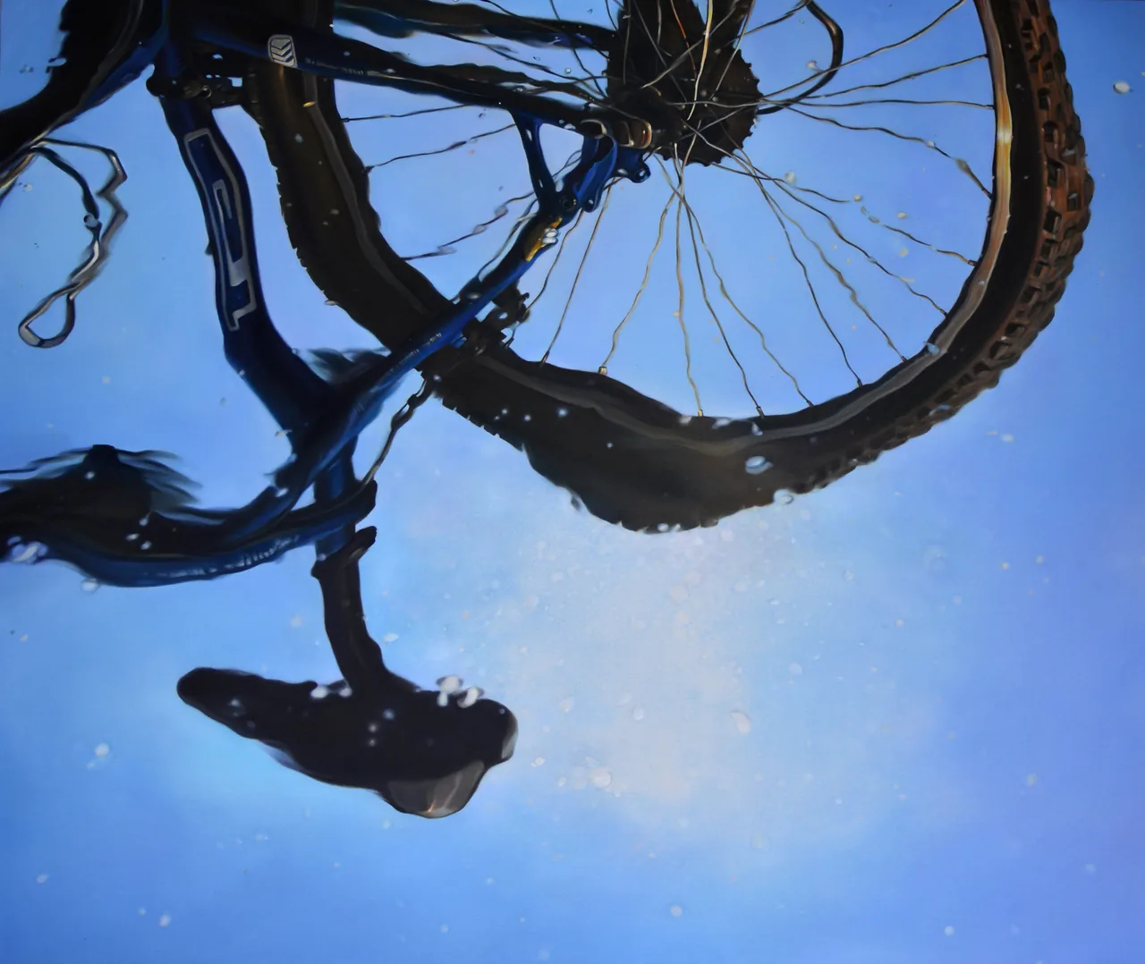 Stand Bike, 2017, oil on canvas — painting by Luis Alberto Saldaña