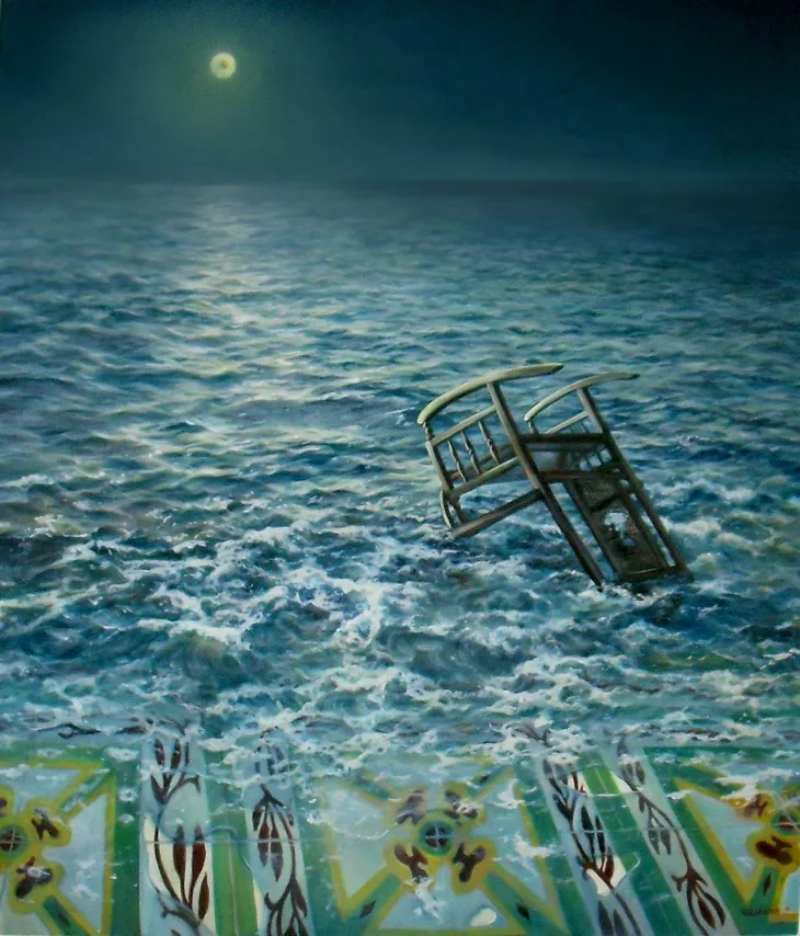 A Visit to Memory, 2014–2015, oil on canvas — painting by Luis Alberto Saldaña
