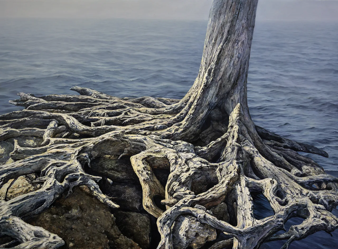 Roots, 2018, oil on canvas — painting by Luis Alberto Saldaña