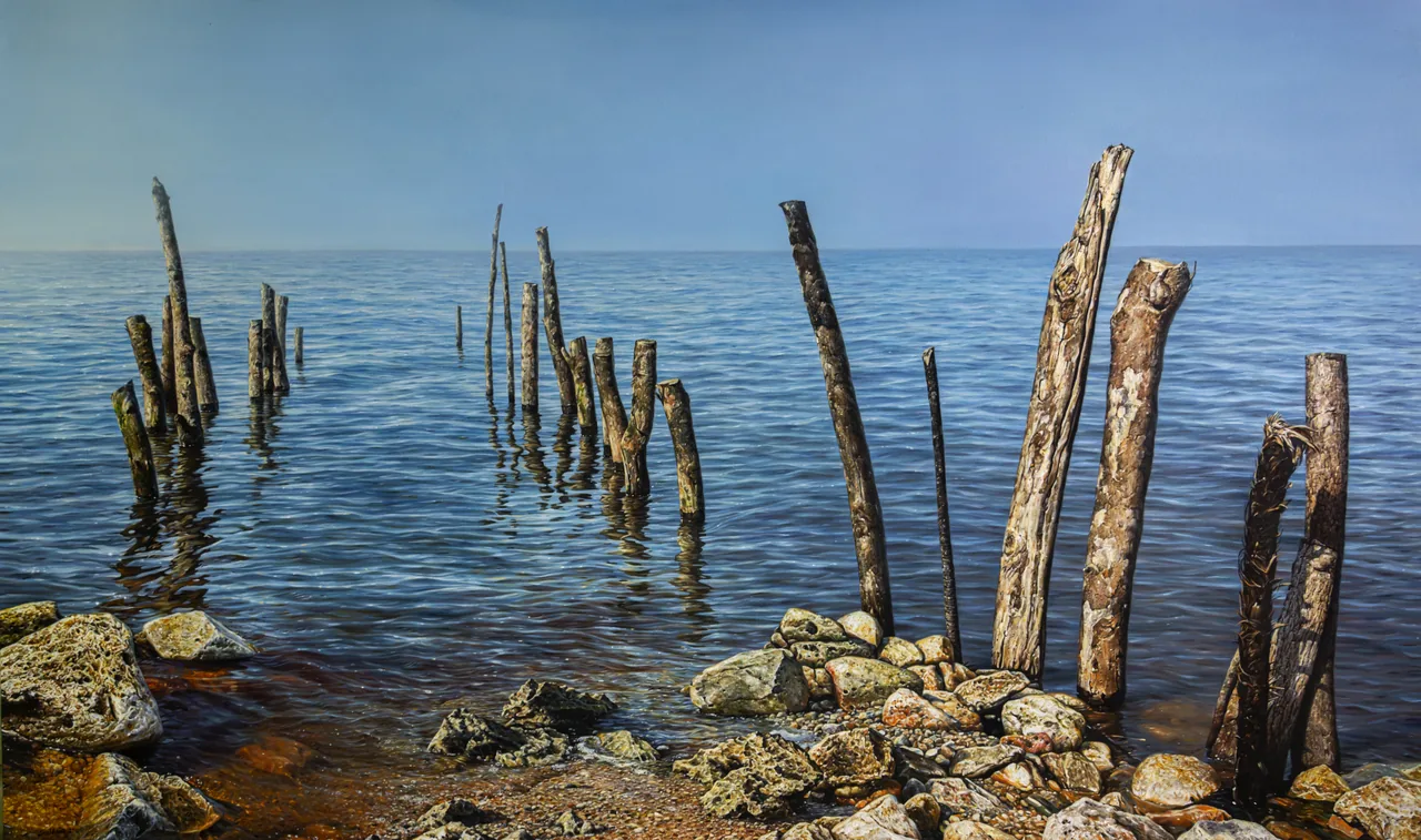 The Shore of Calm, 2022, oil on canvas — painting by Luis Alberto Saldaña