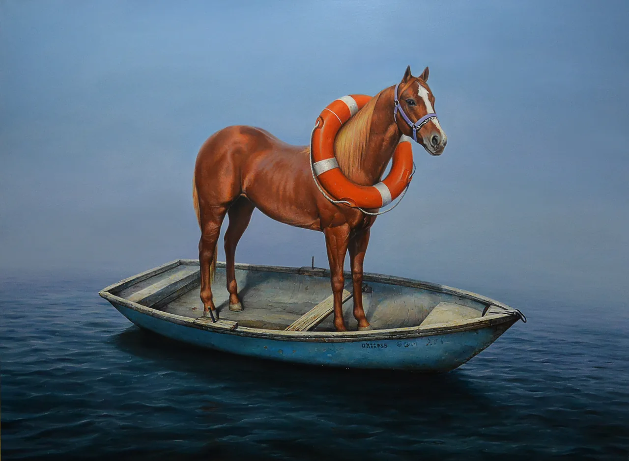 Karma, 2016, oil on canvas — painting by Luis Alberto Saldaña