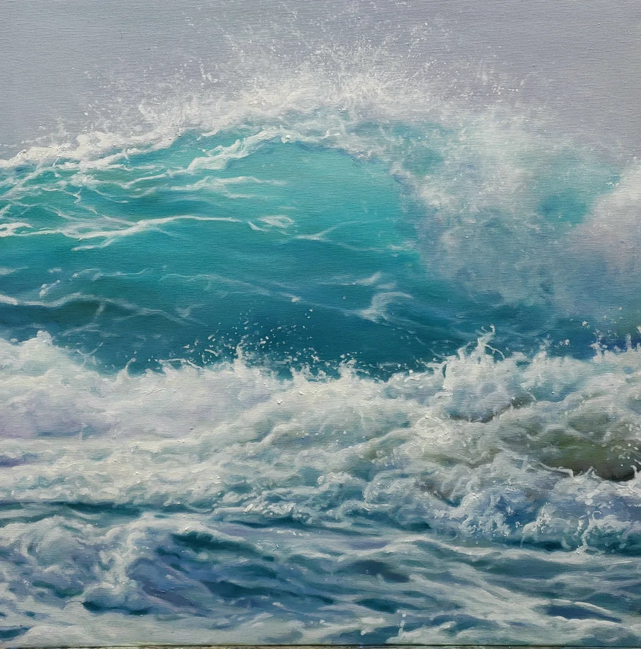 Waves, 2022, oil on canvas — painting by Luis Alberto Saldaña