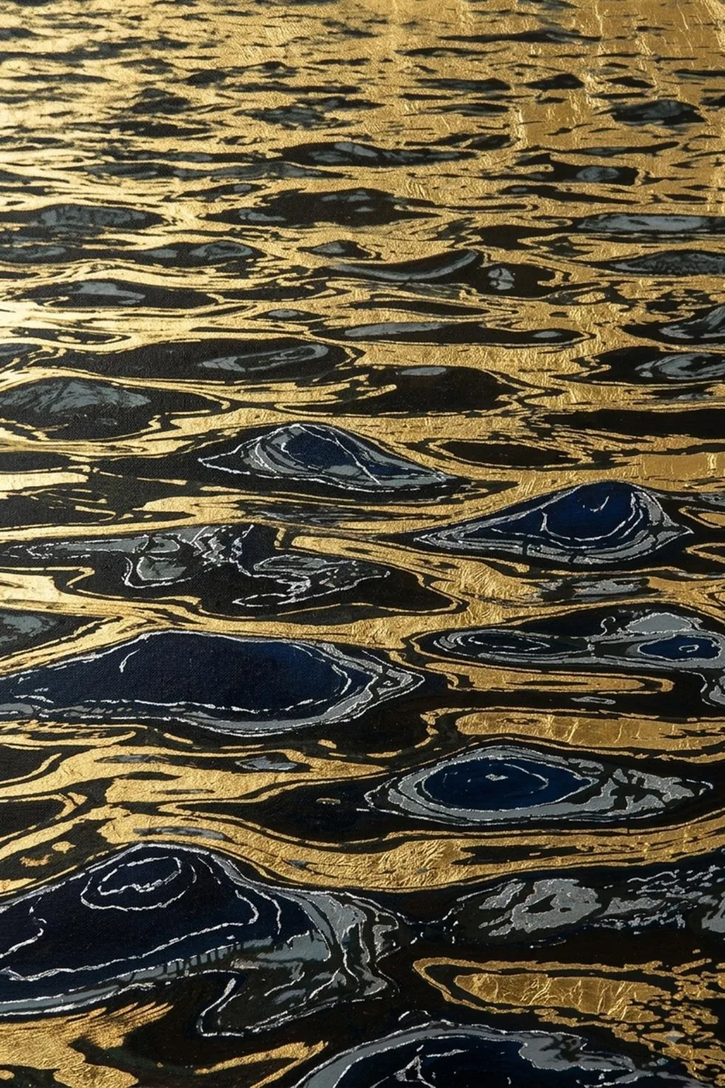 Specular Water V, 2026, oil and gold leaf on canvas — painting by Luis Alberto Saldaña