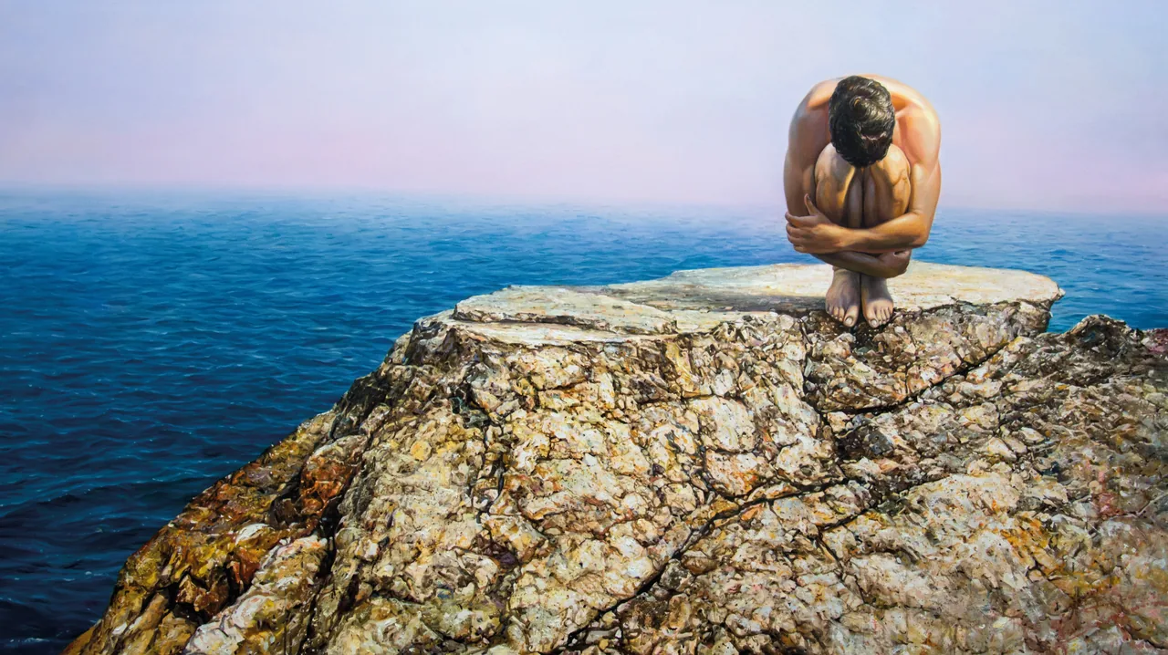The Sea and What It Keeps Silent, 2023, oil on canvas — painting by Luis Alberto Saldaña
